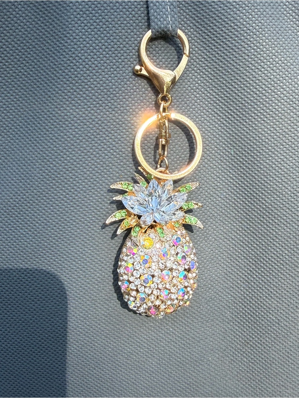 NWOT Crystal Pineapple Keychain Charm - Multicolor Rhinestones